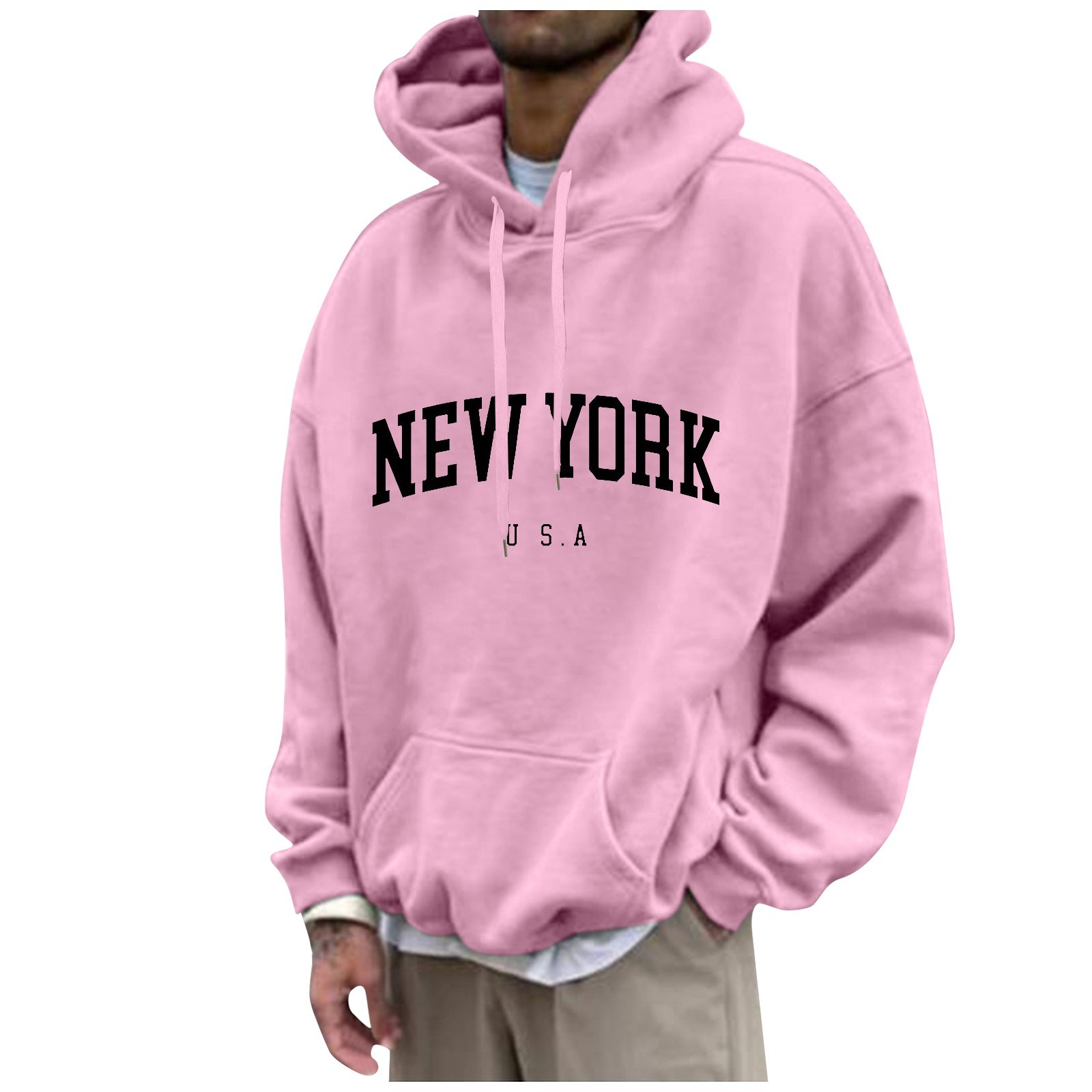Street Fashion In New York - Мужские толстовки с принтом Нью-Йорка, модная